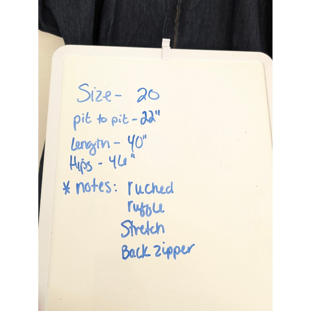 Ashley‎ Stewart Denim Dress Women 20 Blue Ruched Ruffle Stretch - Picture 7 of 7